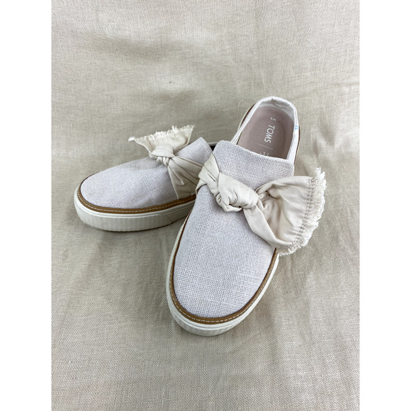 TOMS Natural Heritage Canvas Slip On Knot Shoes Womens Slides Sneakers Size 9 - Picture 3 of 6